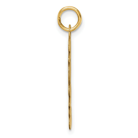 Polished and Satin Vertical 2023 Charm Pendant in Real 14k Yellow Gold