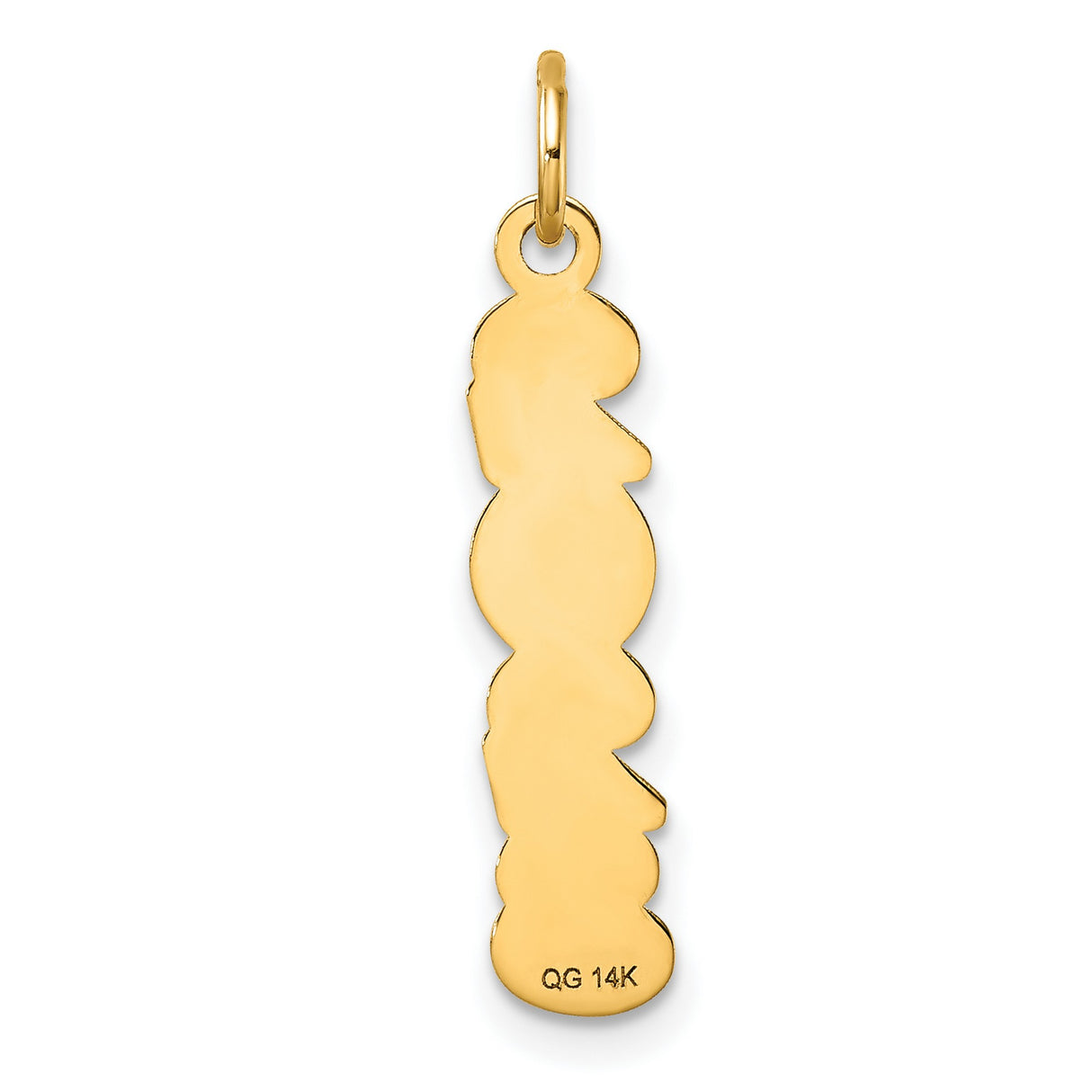 Polished and Satin Vertical 2023 Charm Pendant in Real 14k Yellow Gold