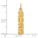 Polished and Satin Vertical 2023 Charm Pendant in Real 14k Yellow Gold