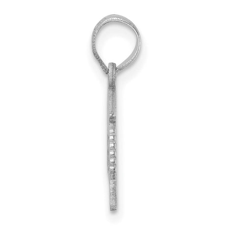Graduation Cap 23 with Dangling Tassel Charm Pendant in Real 14k White Gold