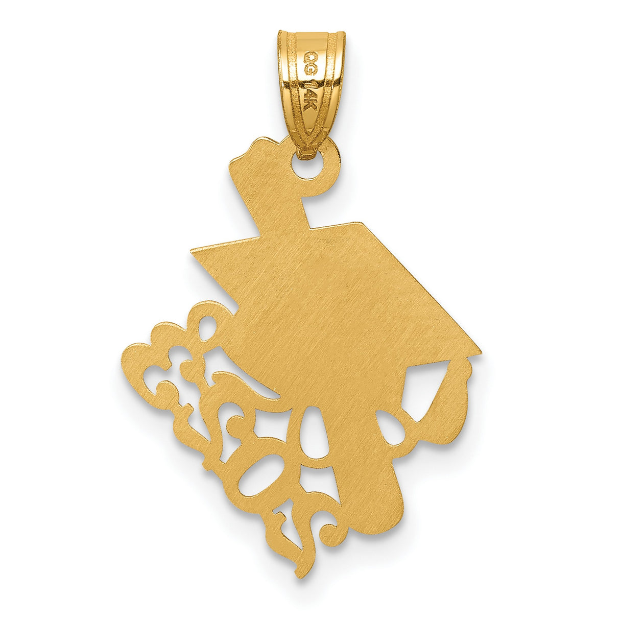 Graduation Cap and Slanted Diploma 2023 Charm Pendant in Real 14k Yellow Gold