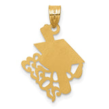 Graduation Cap and Slanted Diploma 2023 Charm Pendant in Real 14k Yellow Gold