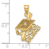 Graduation Cap and Slanted Diploma 2023 Charm Pendant in Real 14k Yellow Gold