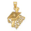 Graduation Cap and Slanted Diploma 2023 Charm Pendant in Real 14k Yellow Gold