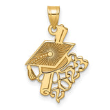 Graduation Cap and Slanted Diploma 2023 Charm Pendant in Real 14k Yellow Gold