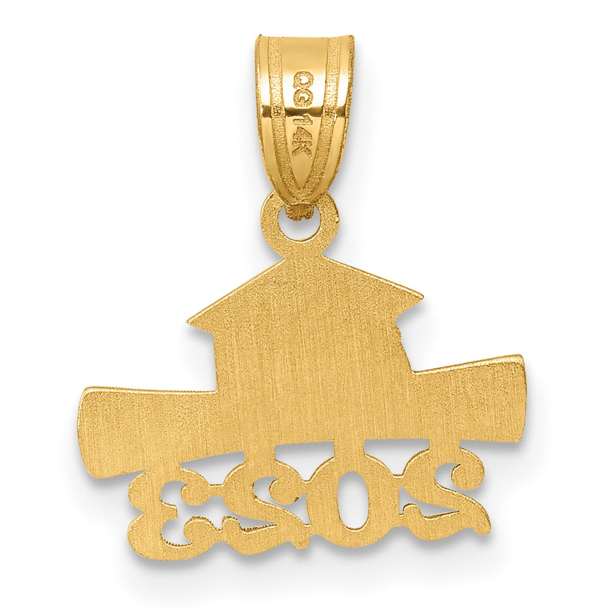 2023 Graduation Cap and Diploma Charm Pendant in Real 14k Yellow Gold