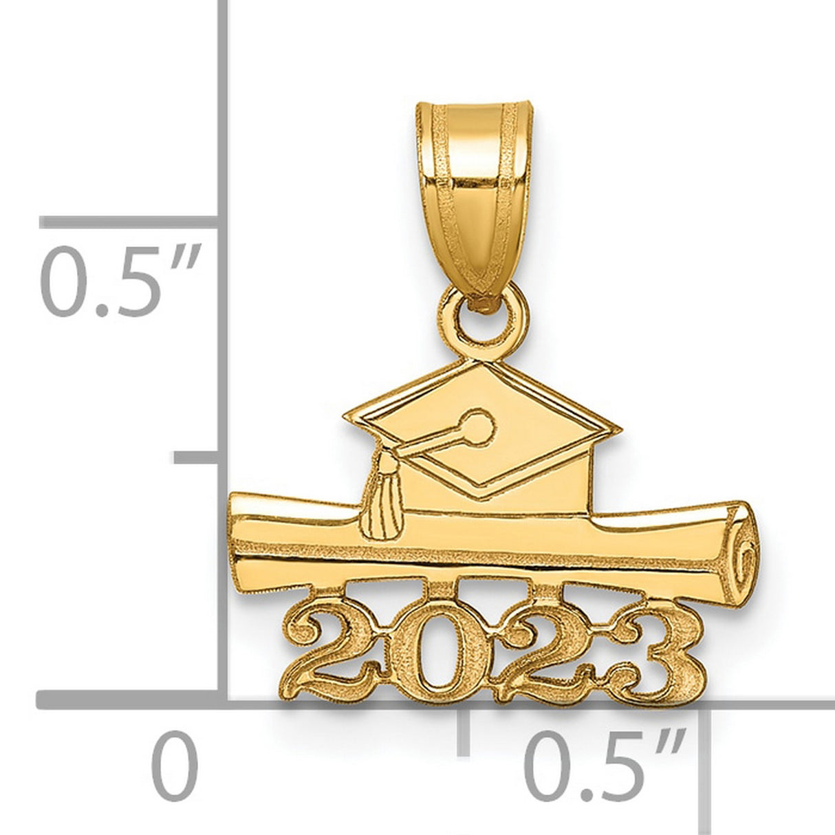 2023 Graduation Cap and Diploma Charm Pendant in Real 14k Yellow Gold