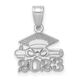 Graduation Cap and Diploma 2023 Charm Pendant in Real 14k White Gold