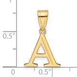 14k Yellow Gold Initial Pendant, Polished Capital Letter A Charm for Women or Unisex Wear