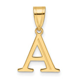 14k Yellow Gold Initial Pendant, Polished Capital Letter A Charm for Women or Unisex Wear