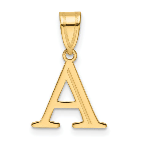 14k Yellow Gold Initial Pendant, Polished Capital Letter A Charm for Women or Unisex Wear