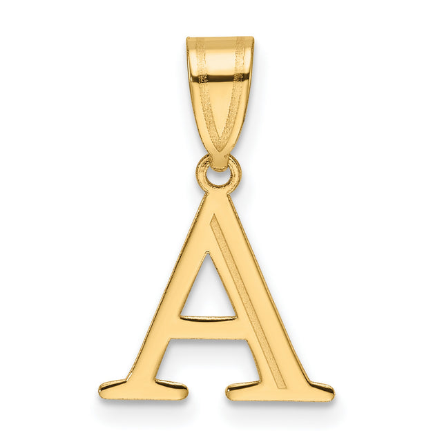 14k Yellow Gold Initial Pendant, Polished Capital Letter A Charm for Women or Unisex Wear