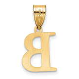 14k Yellow Gold Initial B Pendant, Polished Block Letter Charm, Unisex Monogram Jewelry