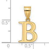 14k Yellow Gold Initial B Pendant, Polished Block Letter Charm, Unisex Monogram Jewelry