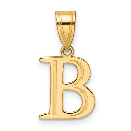 14k Yellow Gold Initial B Pendant, Polished Block Letter Charm, Unisex Monogram Jewelry