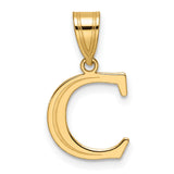 14k Yellow Gold Letter C Pendant, Polished Script Initial Charm for Women