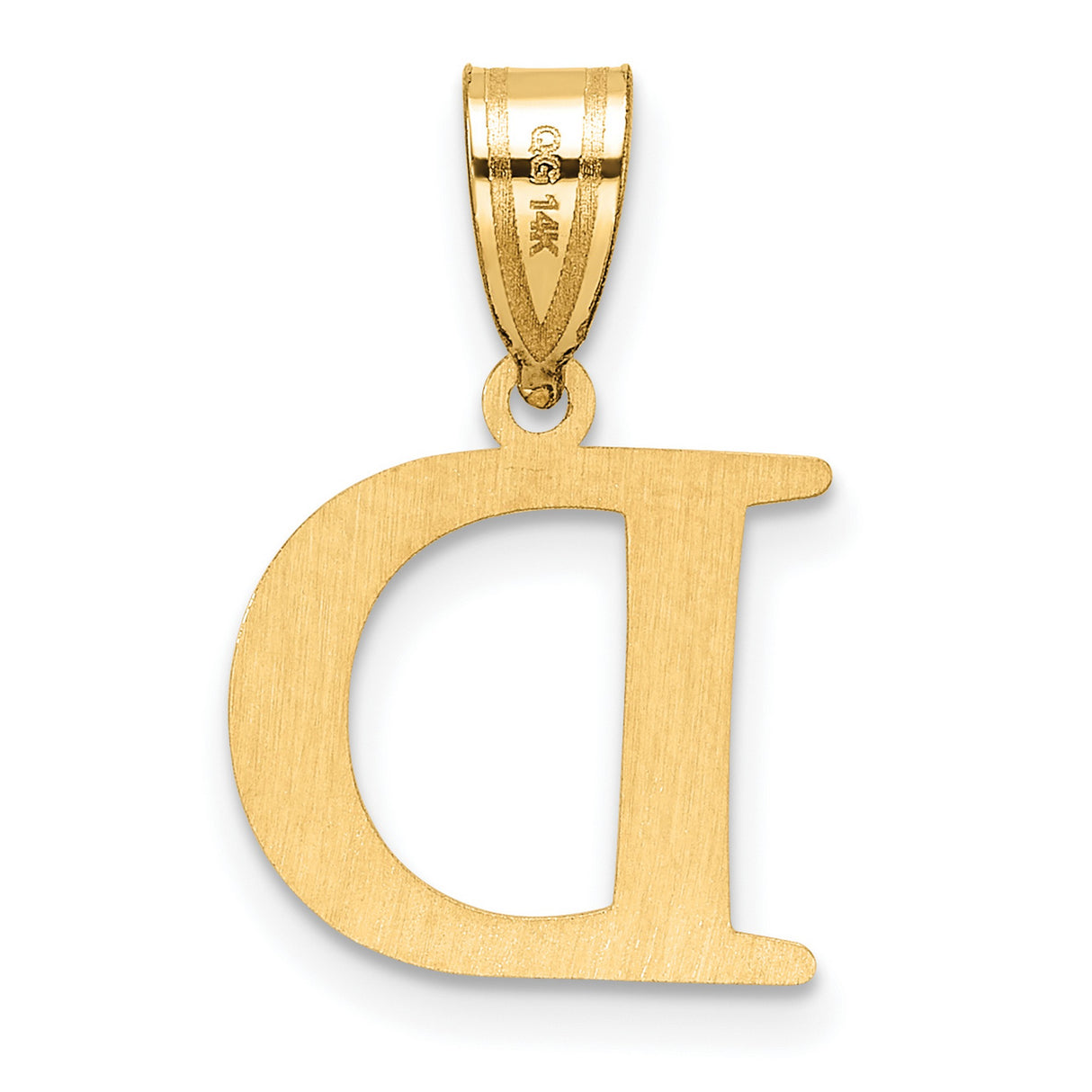 14k Yellow Gold Initial D Pendant, Block Letter Alphabet Charm, Polished Minimalist Jewelry