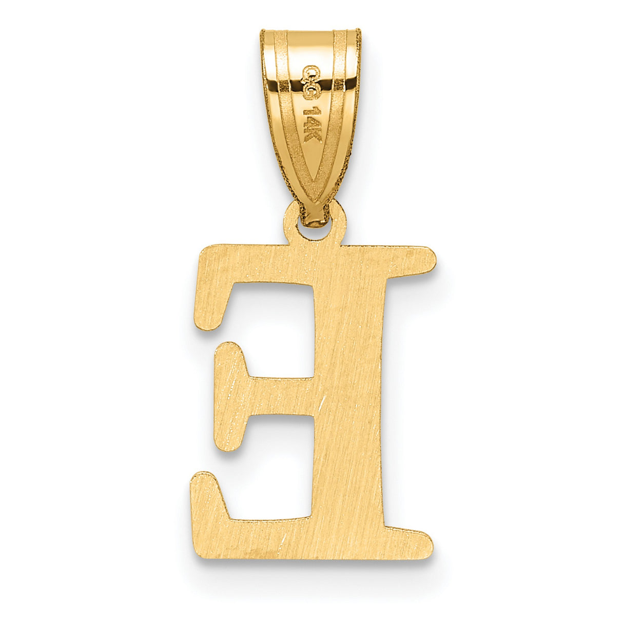 14k Yellow Gold Initial Pendant Charm, Letter E, Bold Serif Font, Unisex Monogram Jewelry