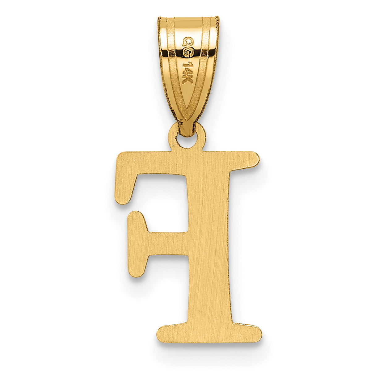14k Yellow Gold Initial F Pendant, Polished Block Letter Charm, Unisex Monogram Jewelry