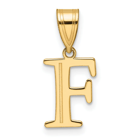 14k Yellow Gold Initial F Pendant, Polished Block Letter Charm, Unisex Monogram Jewelry