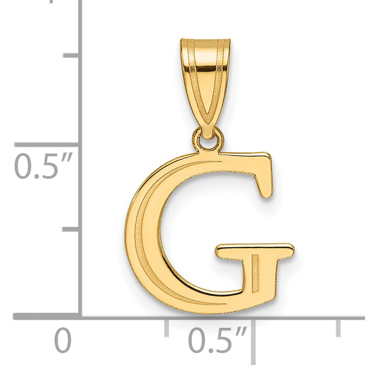 14k Yellow Gold Letter G Pendant, Polished Alphabet Charm, Unisex Initial Jewelry