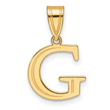 14k Yellow Gold Letter G Pendant, Polished Alphabet Charm, Unisex Initial Jewelry