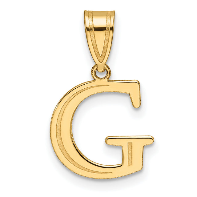 14k Yellow Gold Letter G Pendant, Polished Alphabet Charm, Unisex Initial Jewelry