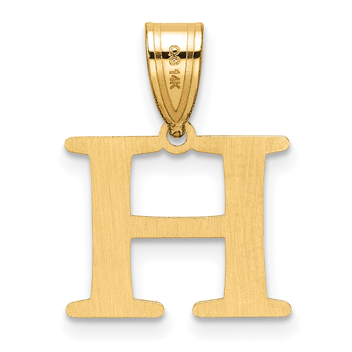 14k Yellow Gold Letter H Pendant Charm, Polished Block Initial Design for Women or Unisex Wear