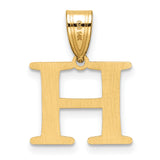 14k Yellow Gold Letter H Pendant Charm, Polished Block Initial Design for Women or Unisex Wear