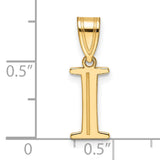 14k Yellow Gold Initial I Pendant Charm, Polished Block Letter, Unisex Monogram Jewelry