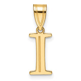 14k Yellow Gold Initial I Pendant Charm, Polished Block Letter, Unisex Monogram Jewelry