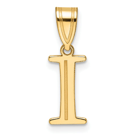 14k Yellow Gold Initial I Pendant Charm, Polished Block Letter, Unisex Monogram Jewelry