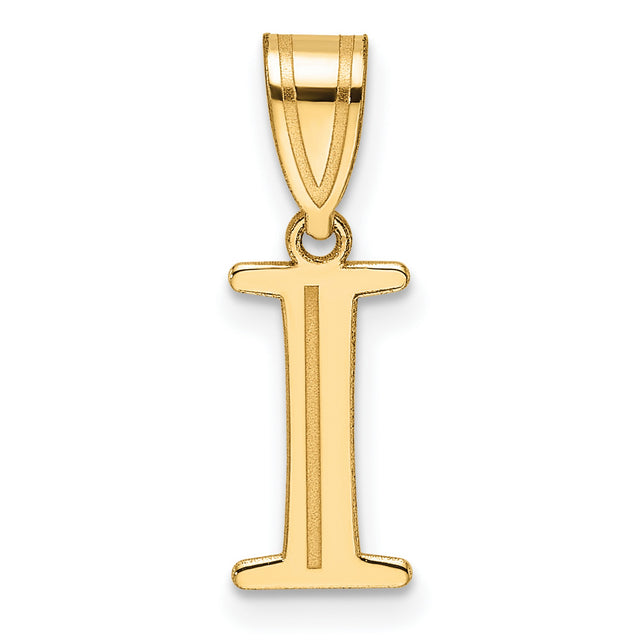 14k Yellow Gold Initial I Pendant Charm, Polished Block Letter, Unisex Monogram Jewelry