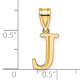 14k Yellow Gold Letter J Pendant Charm, Polished Initial Monogram Jewelry for Women or Unisex Use