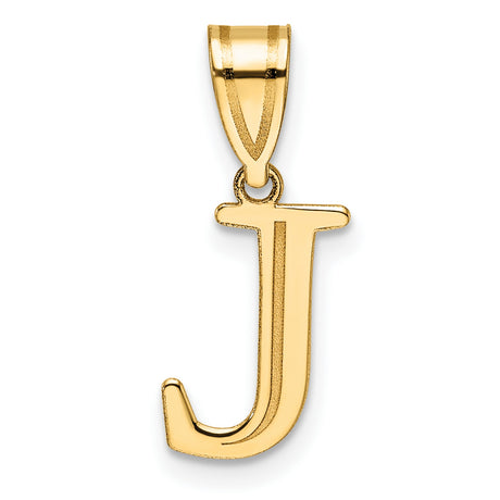 14k Yellow Gold Letter J Pendant Charm, Polished Initial Monogram Jewelry for Women or Unisex Use