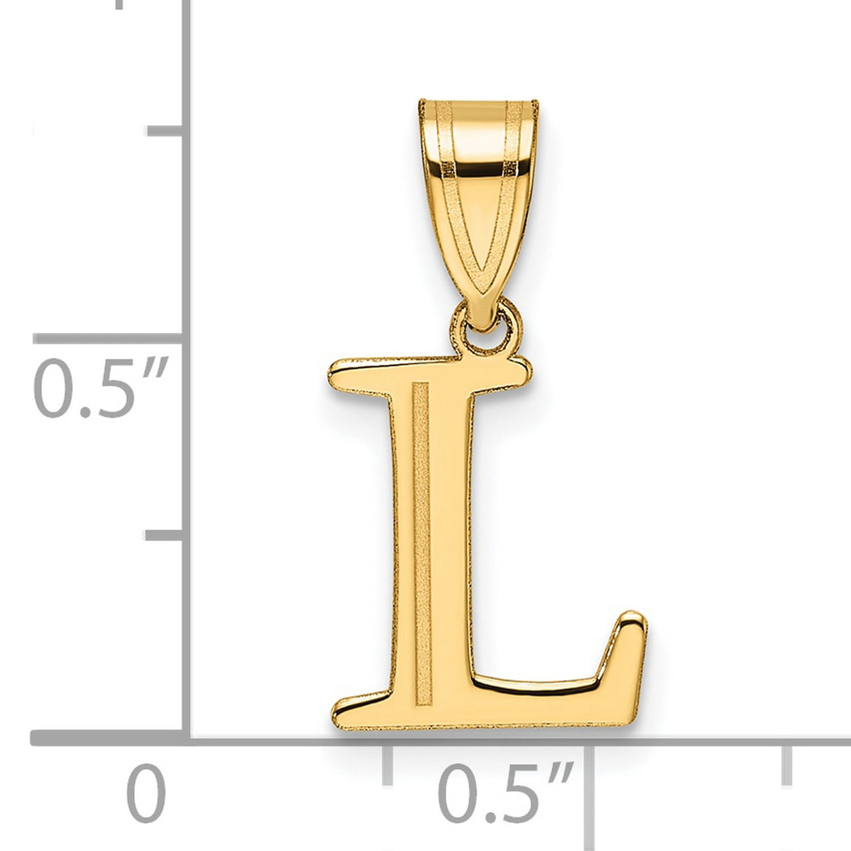14k Yellow Gold Initial L Pendant, Polished Block Letter Charm for Women or Unisex Wear