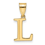 14k Yellow Gold Initial L Pendant, Polished Block Letter Charm for Women or Unisex Wear