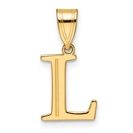 14k Yellow Gold Initial L Pendant, Polished Block Letter Charm for Women or Unisex Wear