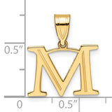 14k Yellow Gold Initial M Pendant, Polished Block Letter Charm, Unisex Alphabet Jewelry