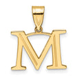 14k Yellow Gold Initial M Pendant, Polished Block Letter Charm, Unisex Alphabet Jewelry