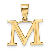14k Yellow Gold Initial M Pendant, Polished Block Letter Charm, Unisex Alphabet Jewelry