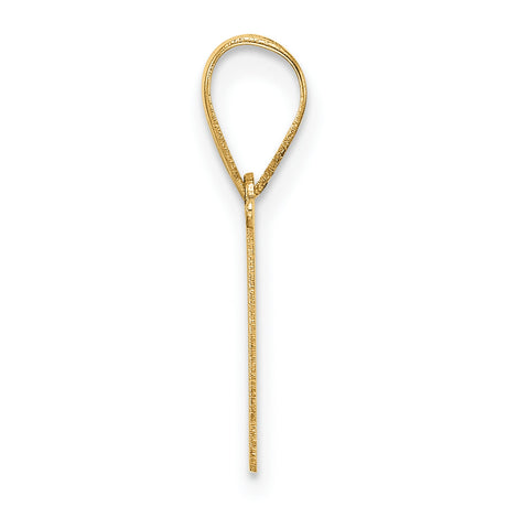 14k Yellow Gold Letter N Pendant, Polished Block Initial Charm with Sleek Bail