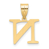 14k Yellow Gold Letter N Pendant, Polished Block Initial Charm with Sleek Bail