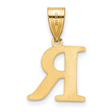 14k Yellow Gold Letter R Pendant, Polished Serif Initial Charm for Women or Unisex Wear