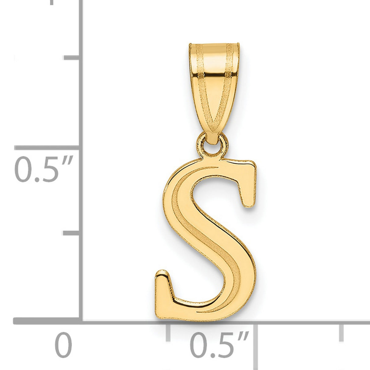 14k Yellow Gold Letter S Pendant Charm, Polished Block Initial for Women or Unisex Wear