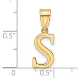 14k Yellow Gold Letter S Pendant Charm, Polished Block Initial for Women or Unisex Wear