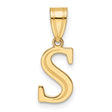 14k Yellow Gold Letter S Pendant Charm, Polished Block Initial for Women or Unisex Wear