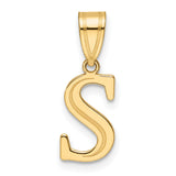 14k Yellow Gold Letter S Pendant Charm, Polished Block Initial for Women or Unisex Wear