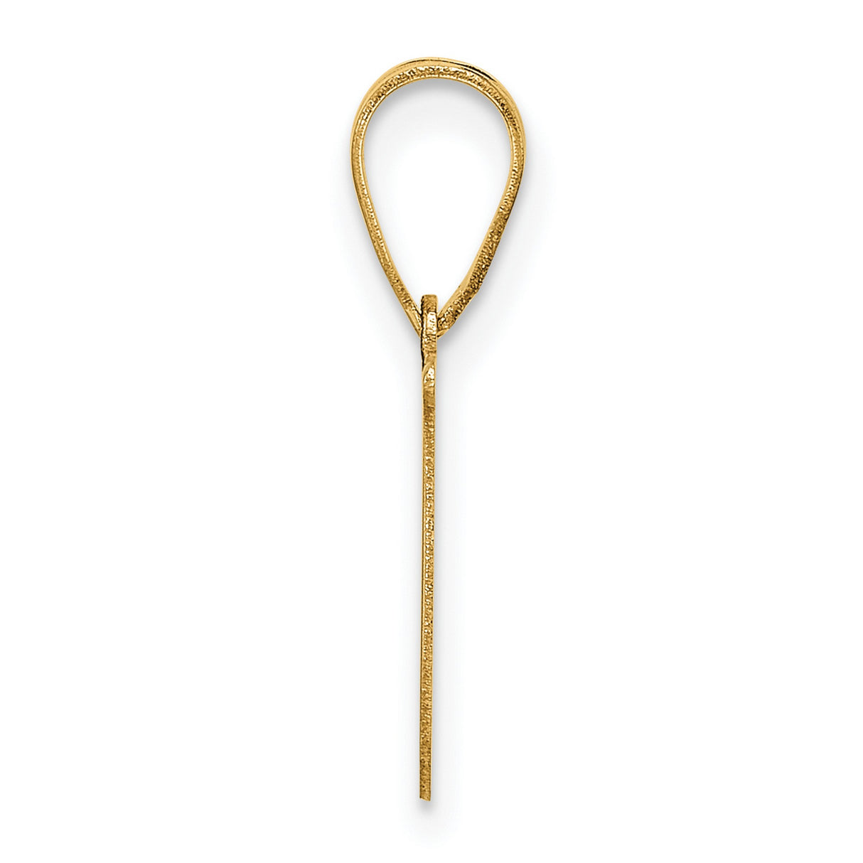 Polished Etched Letter U Initial Charm Pendant in Real 14k Yellow Gold