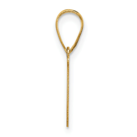 Polished Etched Letter U Initial Charm Pendant in Real 14k Yellow Gold